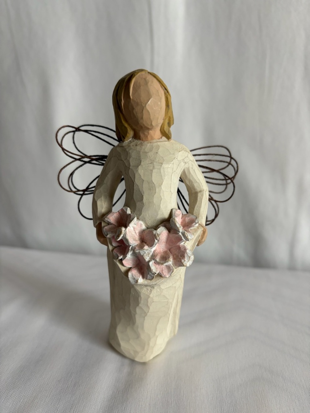 Willow Tree Cream Angel with Pink Floral Garland
